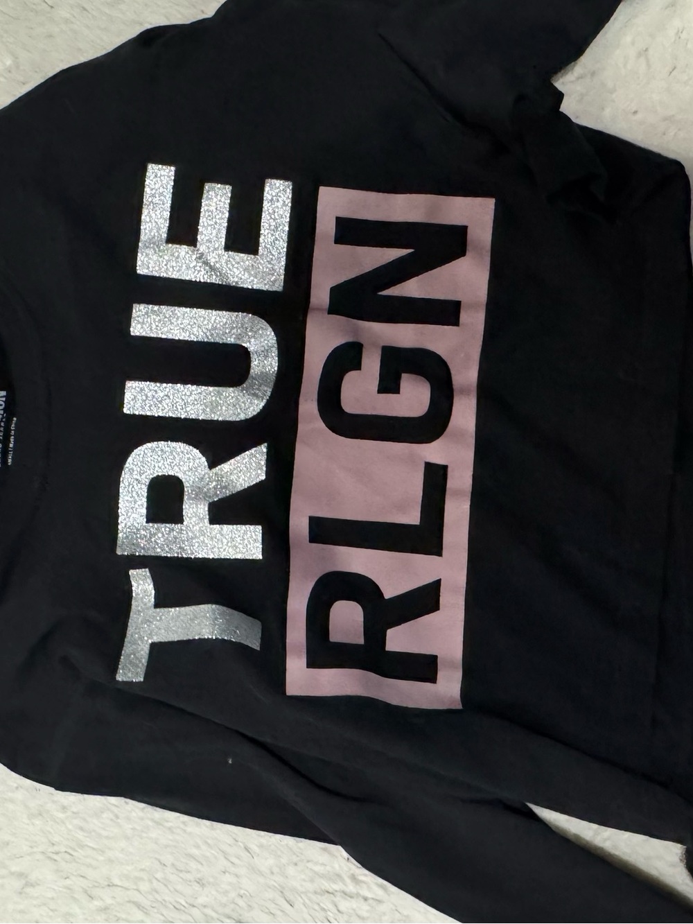 True Religion Black Sweatshirt with White Logo Print